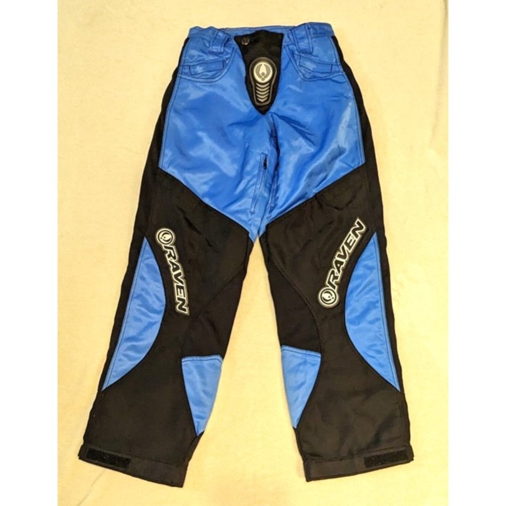 RAVEN Paintball Pants Blue Black Sport Style Adult Size 28 Waist Pockets Logo